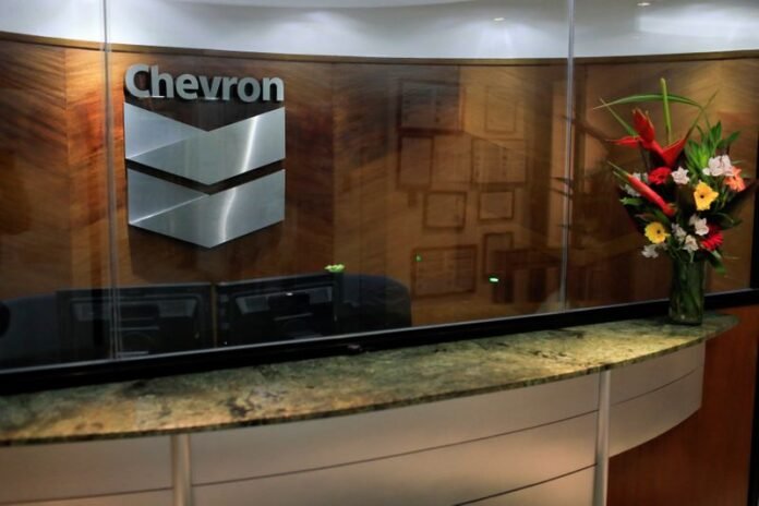 FILE PHOTO: The logo of Chevron is seen at the company