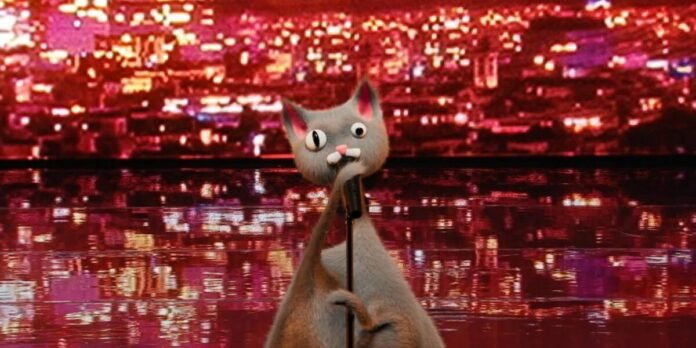what did the jurors see during the performance of Nouille, the virtual cat?

