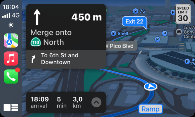 CarPlay, Apple's in-car interface.  We see here a stadium, perfectly modelled.