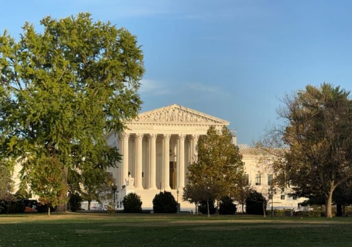 Supreme Court building with trees